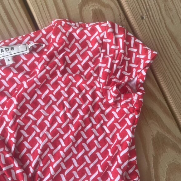 Sade New York Red Orange Wrap Fit and Flare Vneck Dress Size 4 - Picture 7 of 11